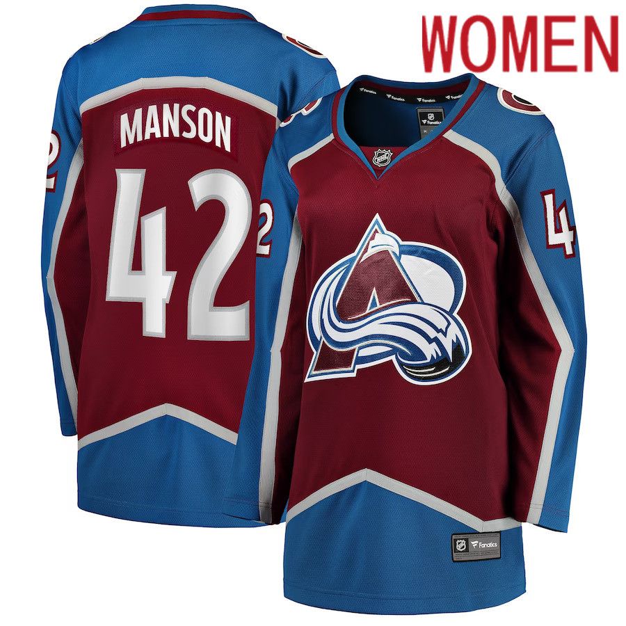 Women Colorado Avalanche 42 Josh Manson Fanatics Branded Burgundy Home Breakaway Player NHL Jersey